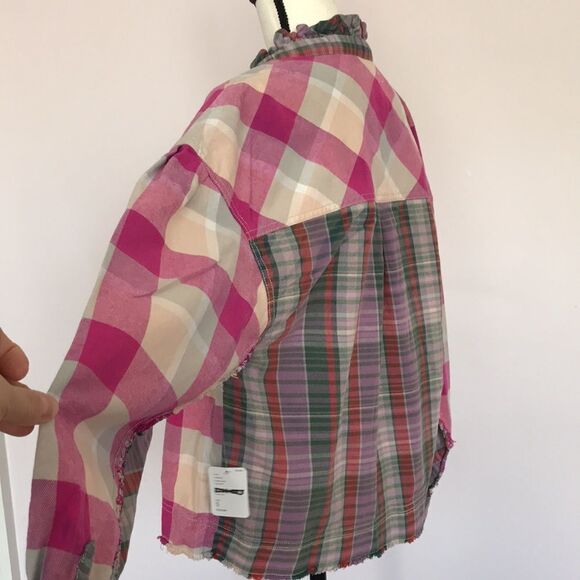 We The Free People Emily Plaid Top size S - Picture 8 of 15